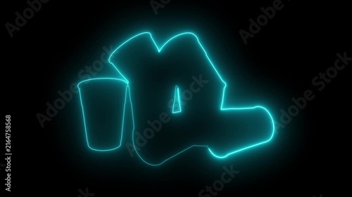 Abstract neon cyan glowing outline illustration on a black background graphic