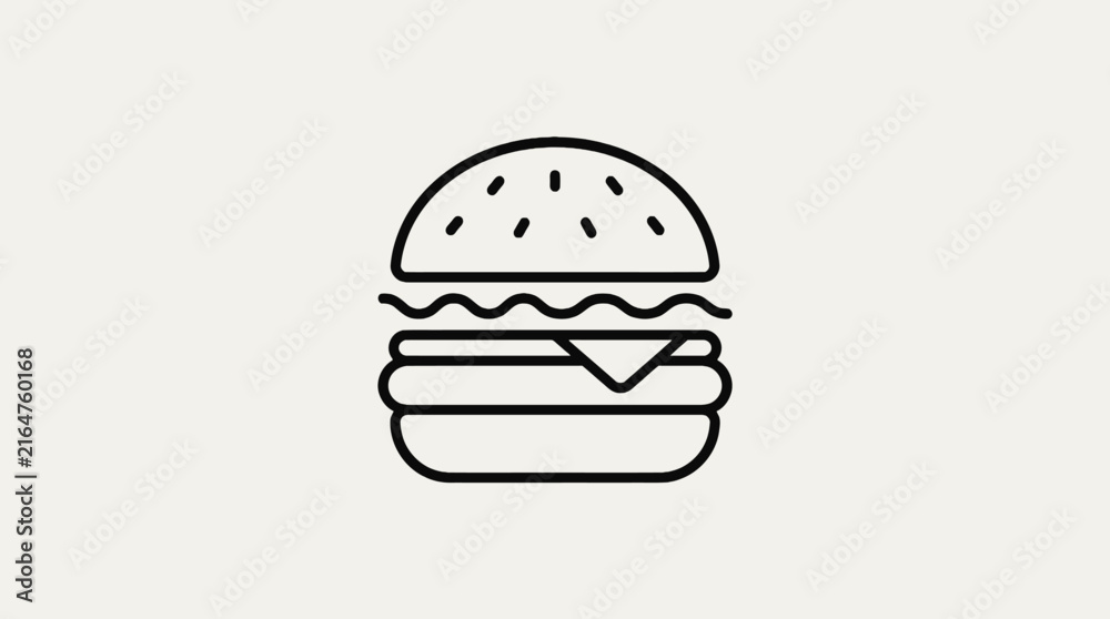 Fototapeta premium Minimalist line art hamburger icon.