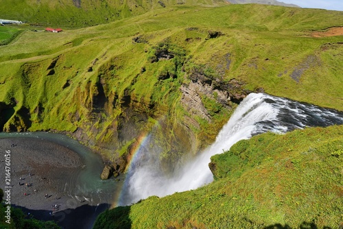 фотографія Skogafoss is a waterfall on the Skoga River in the south of Iceland at the cliff marking the former coastline