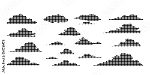 Set of halftone clouds