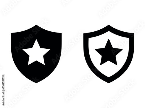 Security shield and star badge icon set
