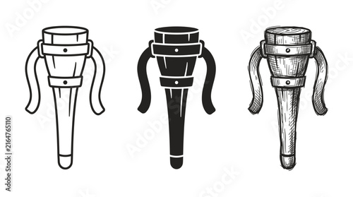 Three Peg Leg Illustrations in Outline, Silhouette, and Hand-Drawn Sketch Styles