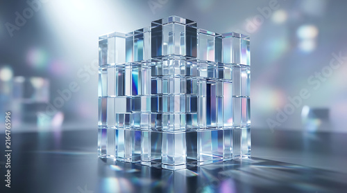 3d geometric cubes floating in space illustration