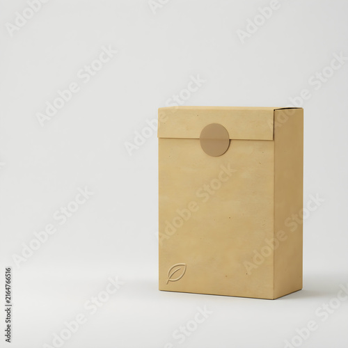 Eco friendly cardboard box mockup for sustainable product packaging design, zero waste concept on light background