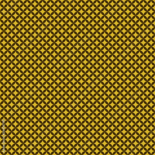 Mustard Gold and Ebony Brown Petal Diamond Geometric Seamless Pattern