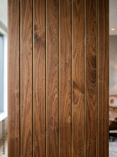 A close up view of a beautifully crafted wooden wall background paneling showcasing rich textures 