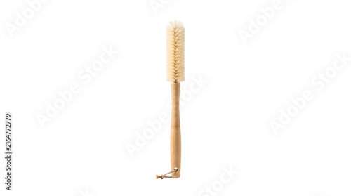 Bamboo bottle cleaning brush for reusable bottles, kitchen care, sustainable living and everyday household cleaning. Isolated on White background.