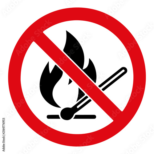 Fotografie No open flames or matches allowed sign vector illustration