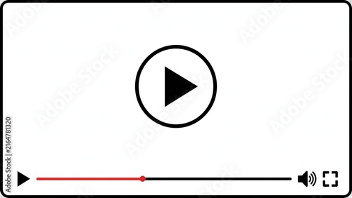 Video player interface icon with play button and progress bar for digital media streaming.