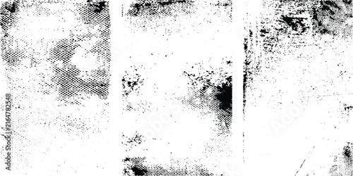 Set of grunge distressed black and white textures