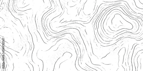 Abstract topographic lines black and white background