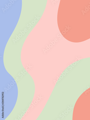 Abstract background with soft pastel color waves in blue pink and light green organic shapes