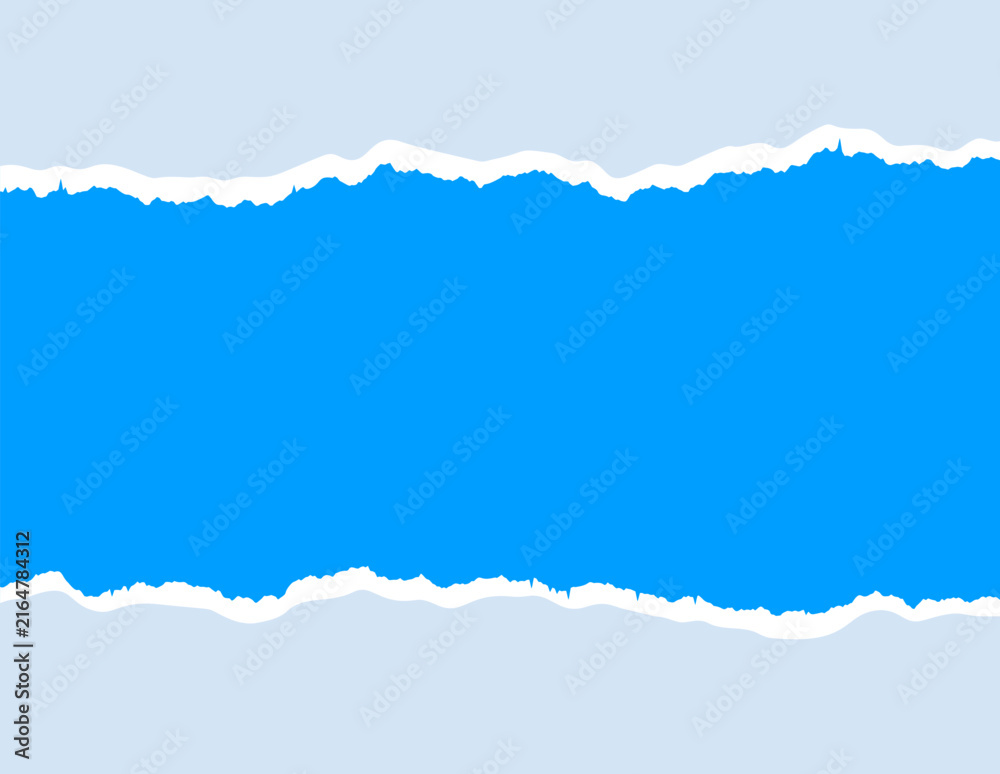 Fototapeta premium Torn paper border creating copy space on blue