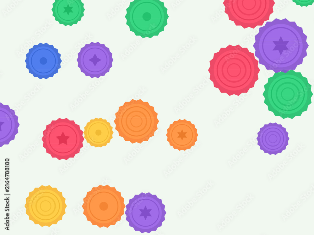 Fototapeta premium Colorful Bottle Caps Retro Vintage Scatter Pattern