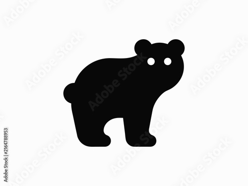Cute black bear silhouette icon featuring a simple and minimalist animal desig