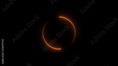 Orange Glowing Circular Arc Motion on Dark Background.4k video
