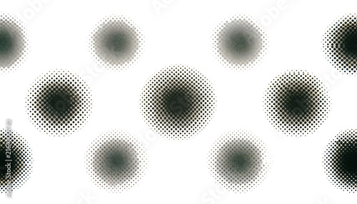 Halftone dot pattern on white background, retro pop art texture, black and white gradient circles for graphic design