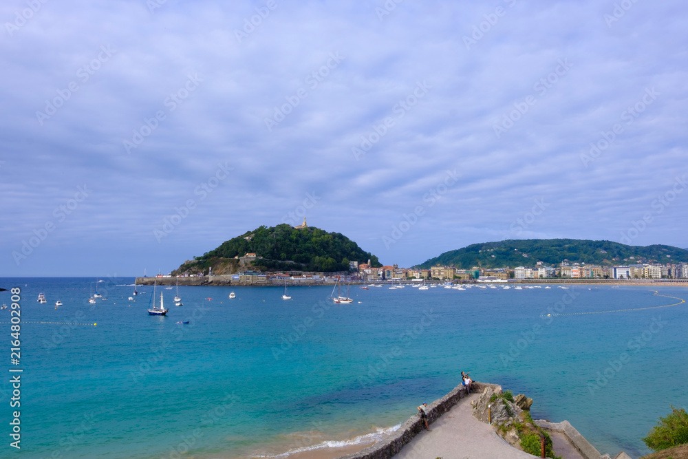 Fototapeta premium Panoramic View of La Concha Bay and Beach in Donostia-San Sebastian, Basque Country, Spain