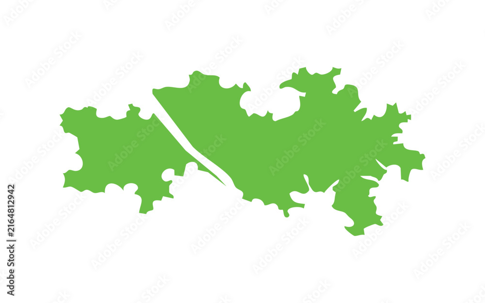 Obraz premium Green silhouette map of bremen, germany, isolated on white background