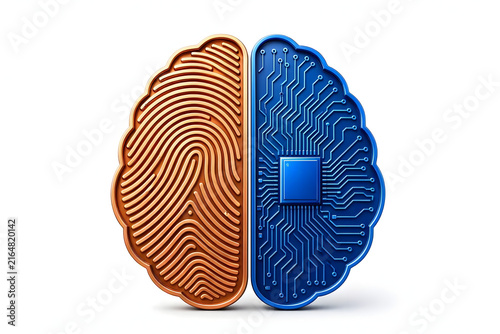 AI Digital Brain Fingerprint Circuit Icon