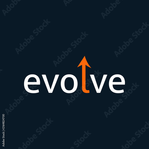 text evolve with arrow up logo design inspiration