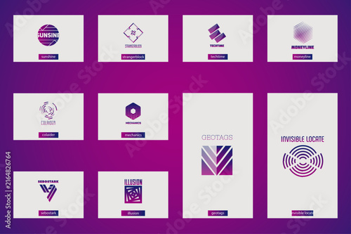 Modern Vector Abstract Logo Design Collection in Minimal Style. Futuristic Geometric Brand Identity Monogram and Icon Collection