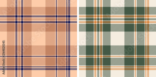 plaid tartan seamless repeat pattern. This is beige green orange white checkered plaid vector illustration. Design for decorative,wallpaper,shirts,clothing,wrapping,textile,fabric,texture