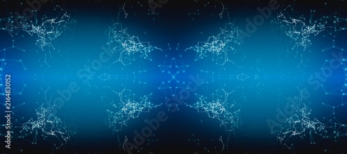 Abstract digital network background with glowing blue data connection nodes and lines