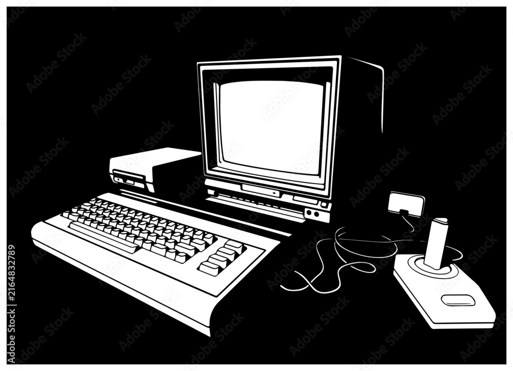 Fototapeta premium Vintage personal computer system illustration