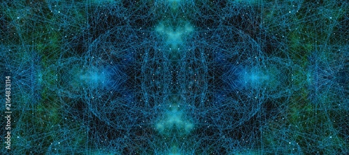 Abstract blue digital network pattern with glowing lines and futuristic data connection nodes.