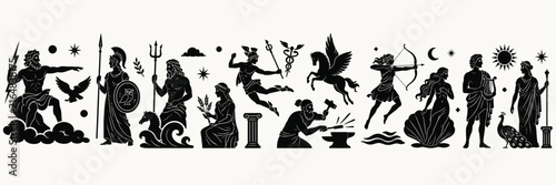 Ancient greek mythological gods and heroes collection.