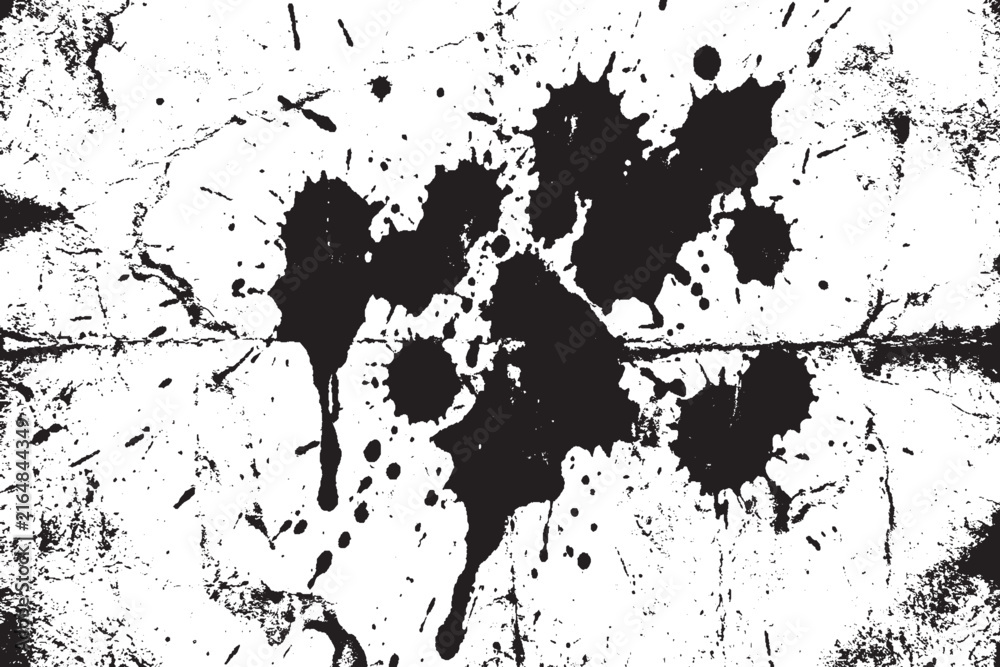 Obraz premium Black and White Ink Splatter Grunge Texture Background