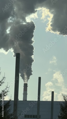 Smoke from the chimney of a thermal power plant. 