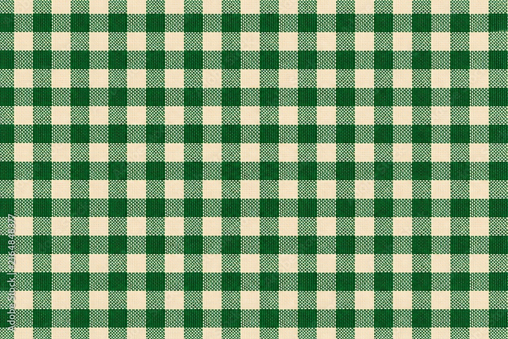 Seamless emerald green plaid pattern texture for design and fashion backgrounds