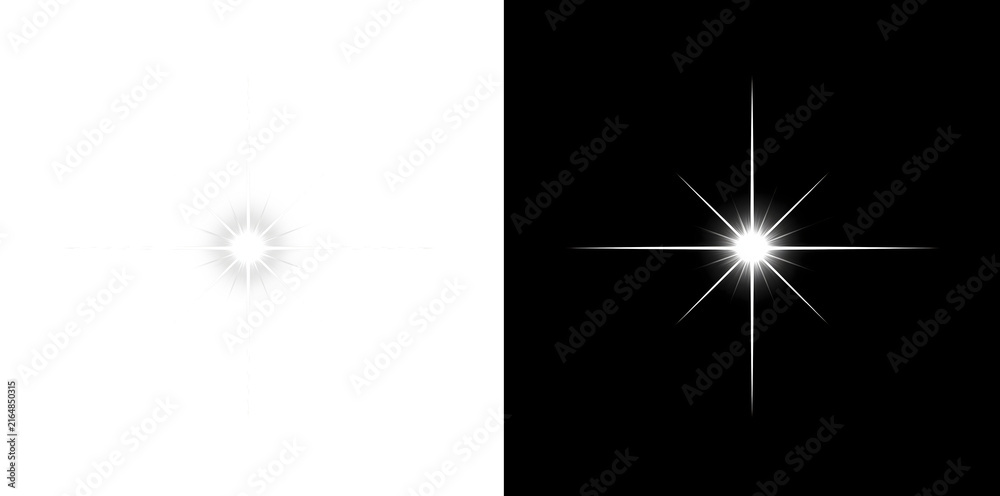 Fototapeta premium Compact White Lens Flare With Long Cross Rays And Soft Glow