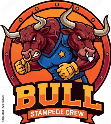 Картината върху платно Bull Stampede Crew: Bull Stampede Crew Heavyweight Combat Team Logo