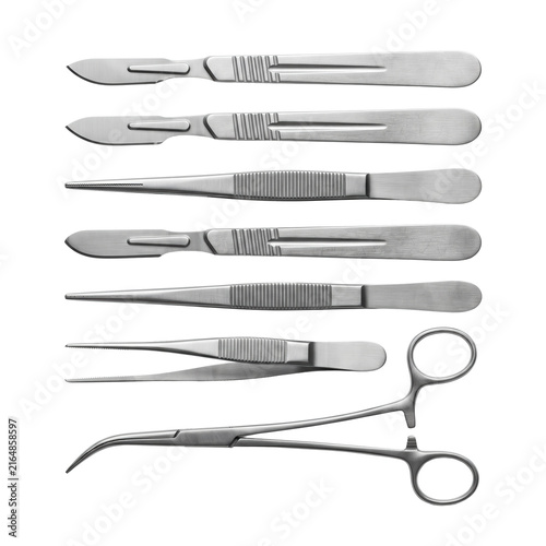 Cuadro en lienzo Stainless steel surgical instruments and dissection tools set
