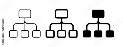 Organizational Chart Icons, Hierarchy Structure Diagrams, Business Team Structure, Simple Vector Graphics
