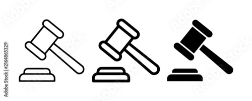Foto Gavel Icons Set, Legal Justice Symbol, Auction Hammer, Court Decision, Law Symbo