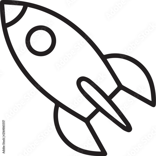 Rocket ship vector line icon illustration for launch and space exploration