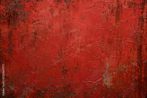 Distressed Red Grunge Texture with Weathered Surface – Abstract Industrial Wall, Vintage and Rustic Background