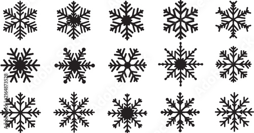 Foto Snowflake Icon Set 21 Elements, Winter Frost And Ice Crystal Symbols Vector