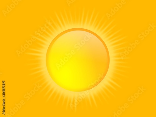 Foto Bright yellow circle represents the sun, centered on a yellow background
