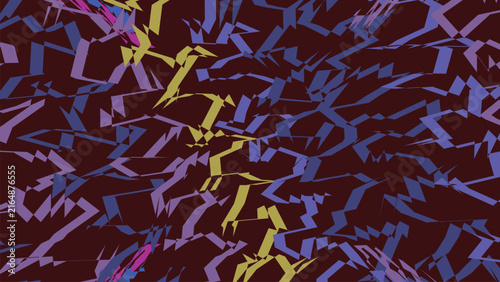 фотографія Abstract geometric background with sharp chaotic angular shapes in layered purple blue and yellow colors created with flat modern vector art style