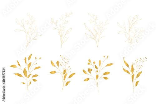 Minimalist Botanical Plants Foliage Leaves Line Drawing Vector Artwork