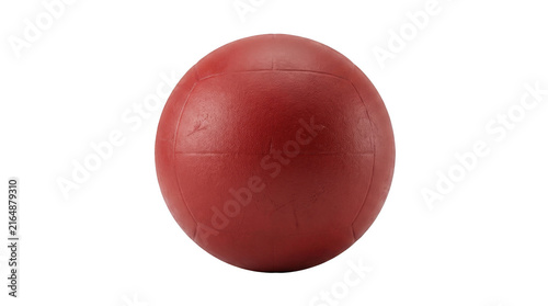 Textured red dodgeball centered and isolated for athletic training, school sports, fitness, and product displays