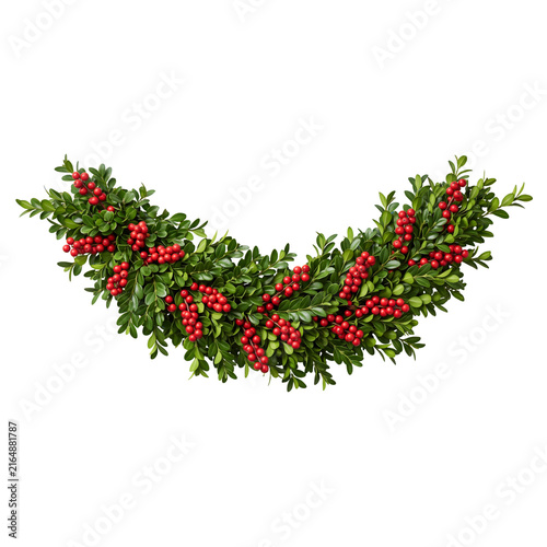 boxwood garland with red berries