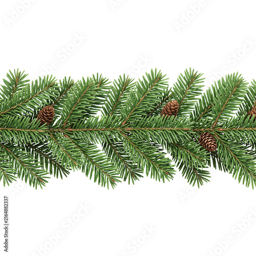 christmas border with pine branches