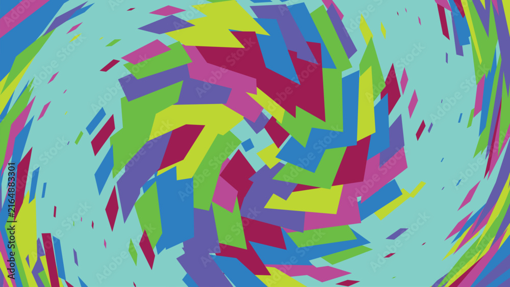 Fototapeta premium Abstract background with chaotic geometric shards in bold primary colors set against light cyan surface for energetic modern digital design.