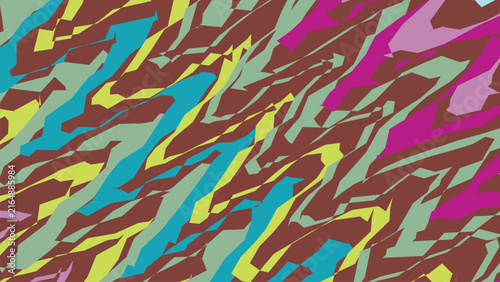 Konstfotografi Abstract geometric sharp angles pattern with vibrant colorful shapes layered in camouflage style for modern graphic wallpaper and creative design